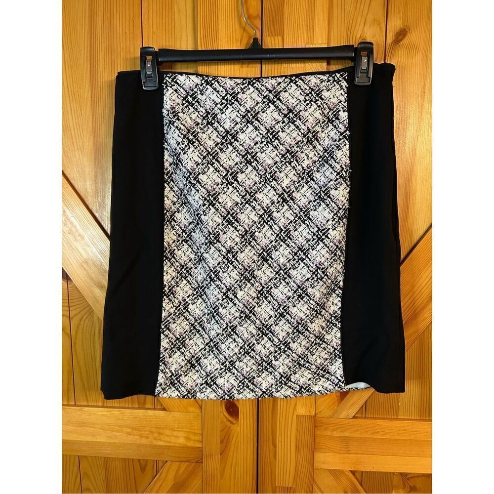 White House Black Market Ponte Tweed Lilac Black Pencil Skirt size 14 (0650)